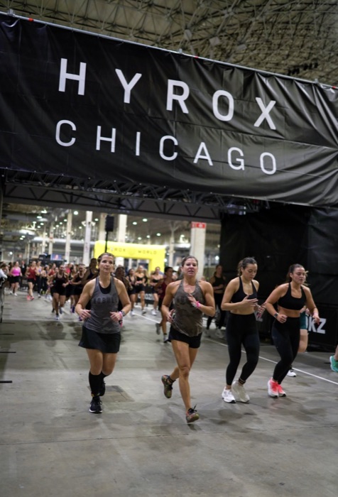 Members running under the HYROX Chicago banner