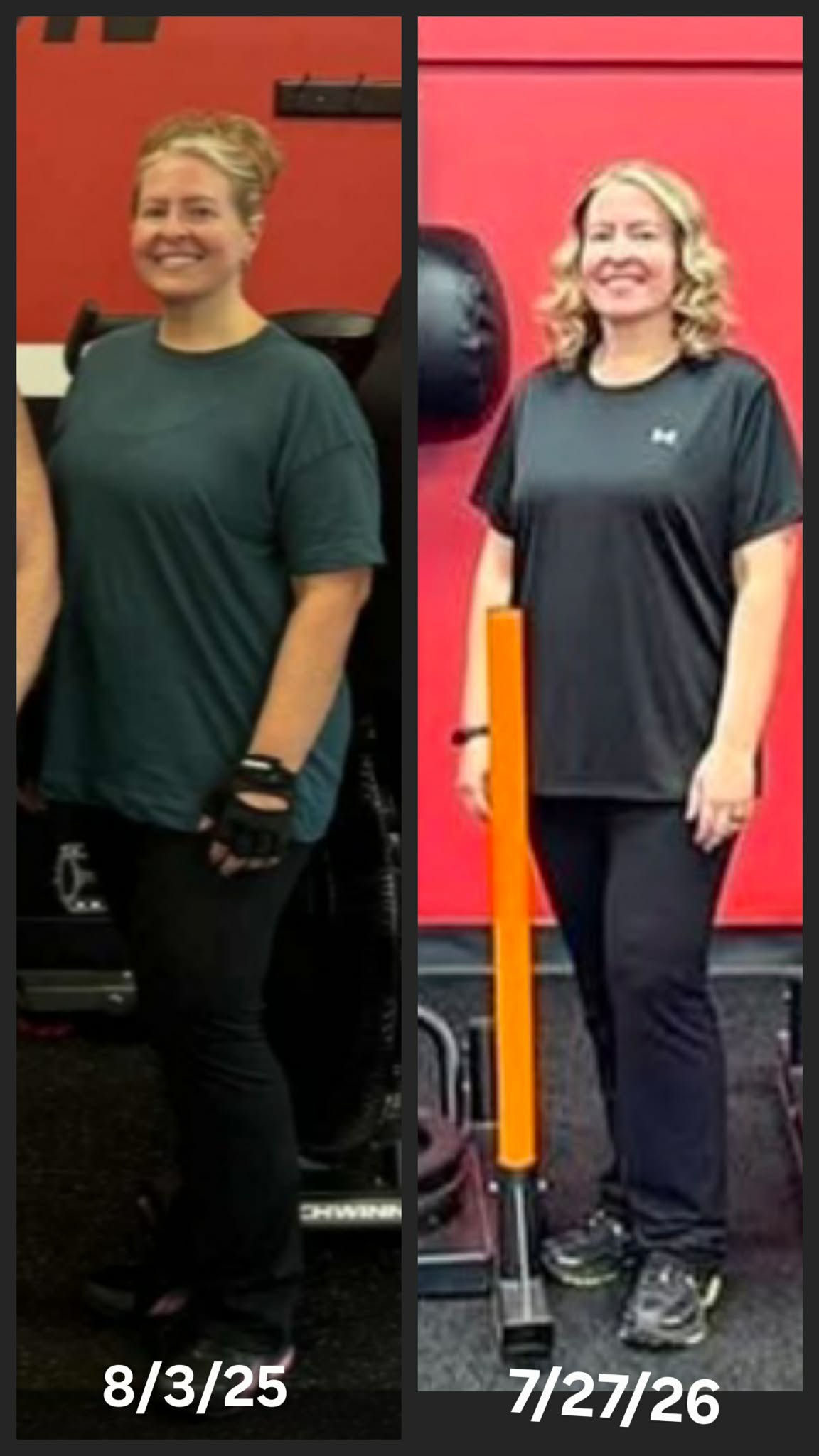 Member before and after photo, one year apart